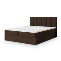 BOXBETT MERIL 140x200 cm mit Matratze und Topper - Braun - Braun, Holz (140/200cm) - MASSENO