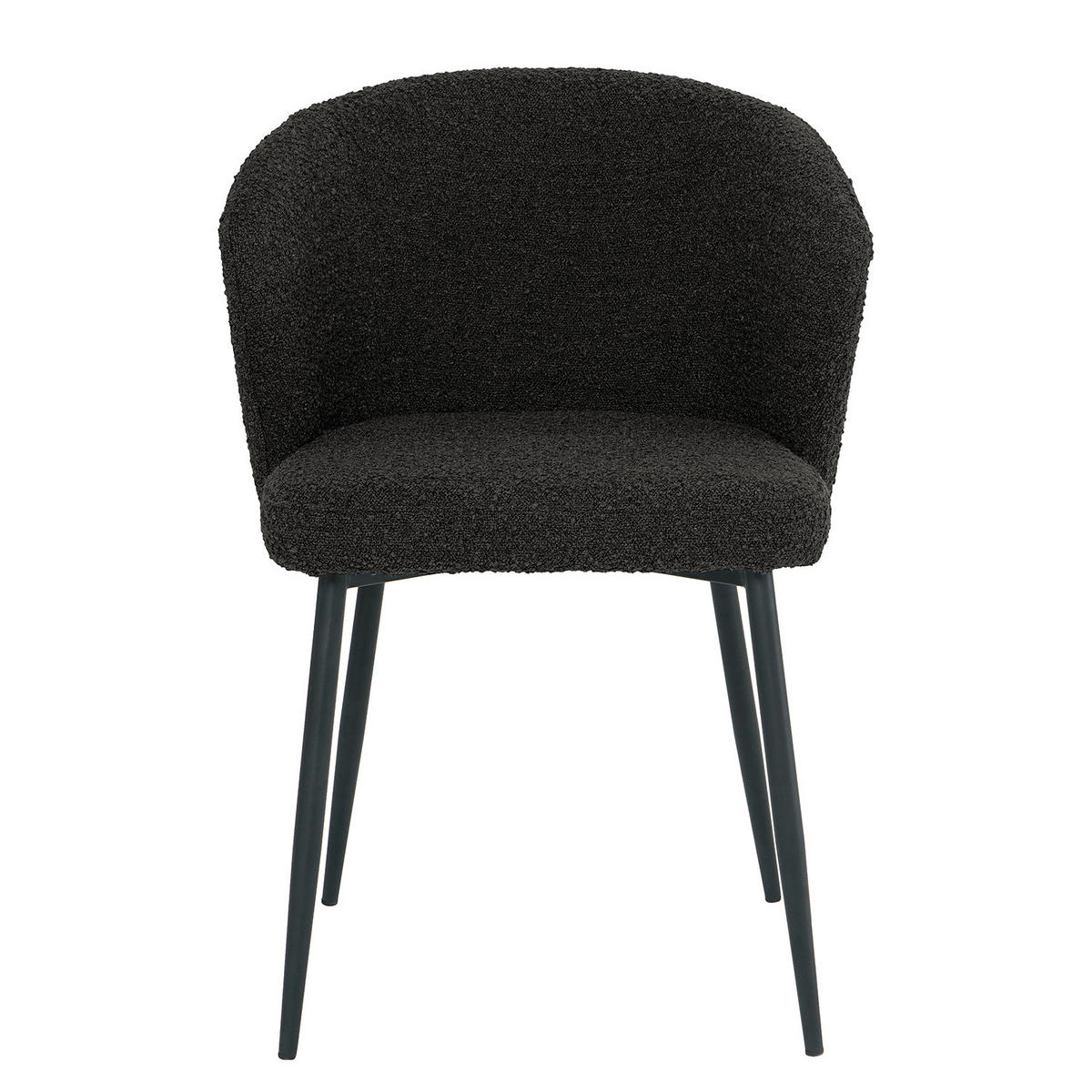 POLSTERSTUHL - 2er-Set - Bouclé / Eisen - Schwarz, Textil/Metall (57/80/60cm) - home24