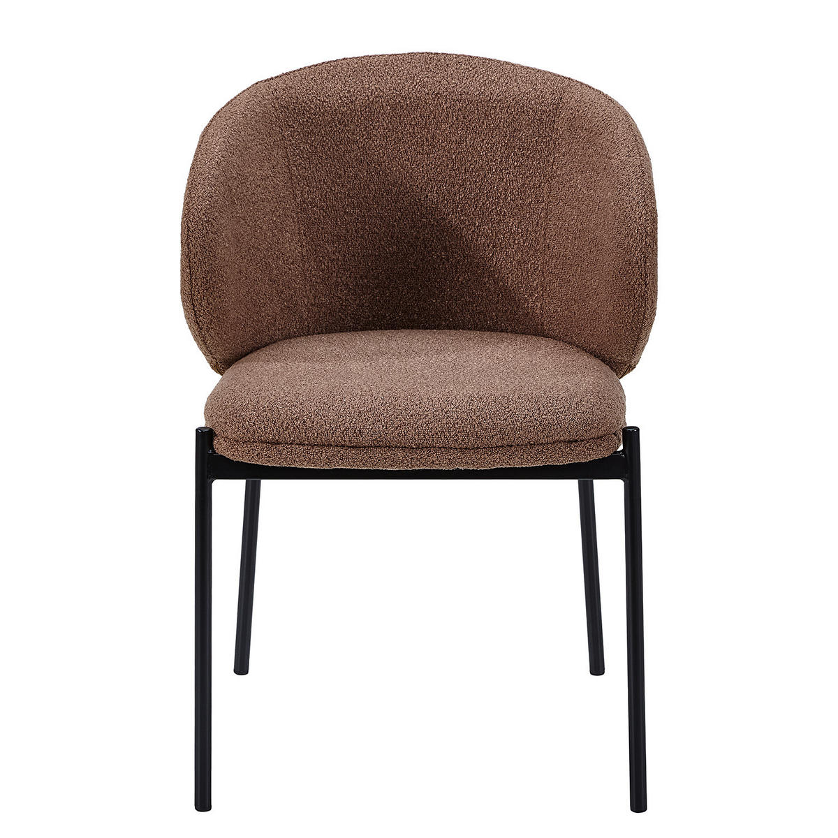 POLSTERSTUHL - Stahl / Bouclé, 2er-Set - Rostfarben/Schwarz, Textil (57/76/58cm) - home24