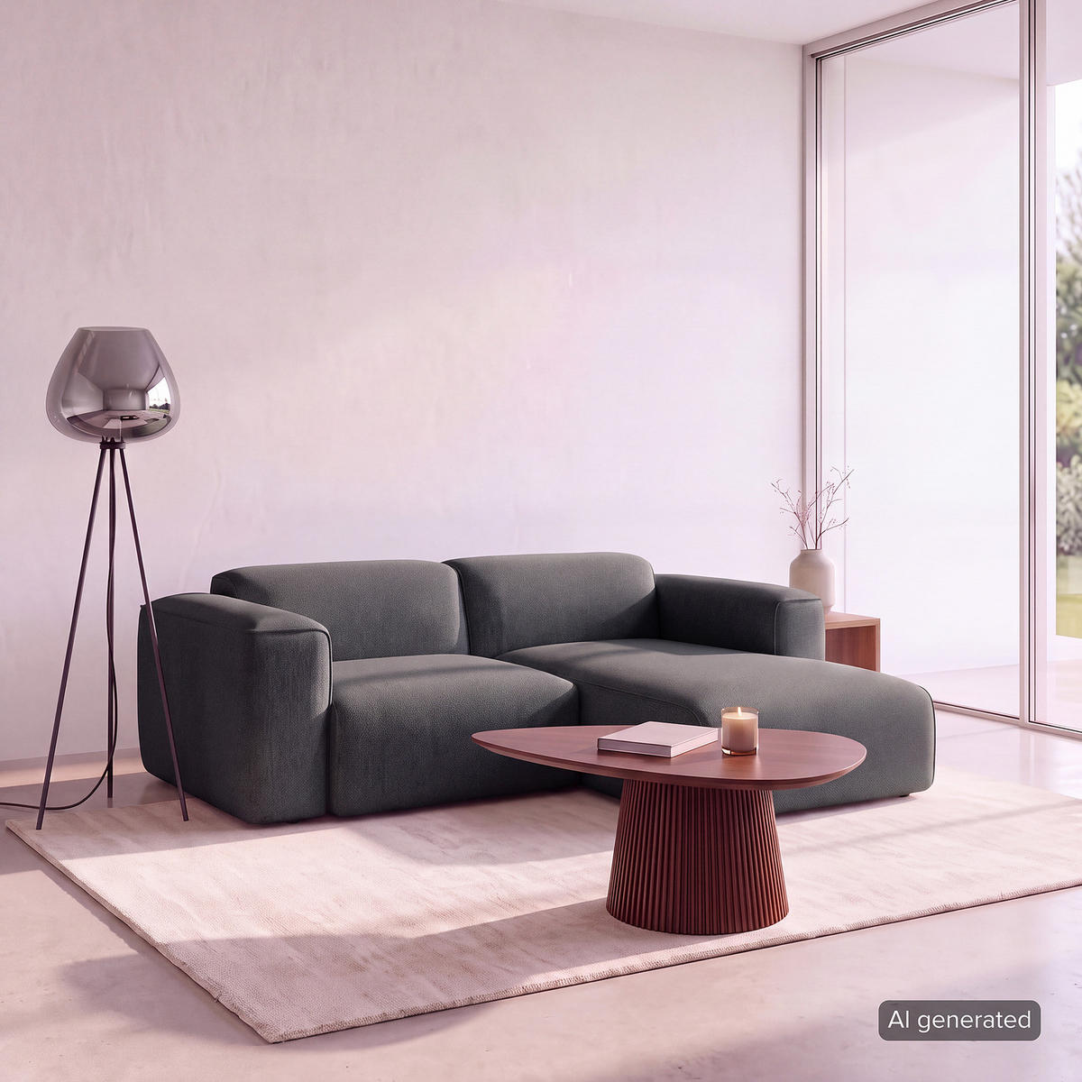 1,5-SITZER ECKSOFA mit Longchair - Schwarz/Grau, Kunststoff/Textil (260/173cm) - home24