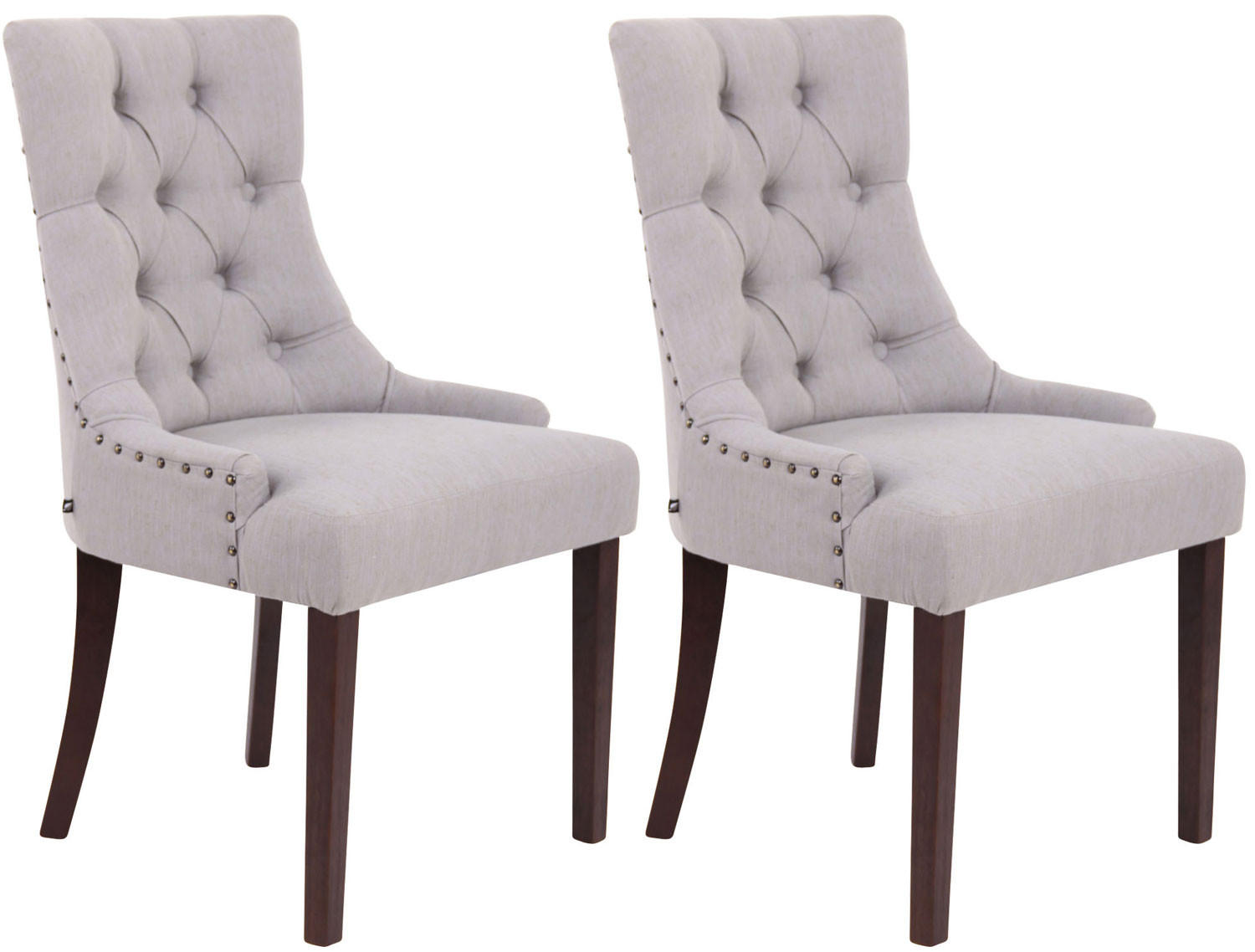 ESSZIMMERSTUHL Aboli, 2er Set Stoff, antik Grau - Dunkelbraun/Grau, Holz/Textil (55/92/58cm) - TPFLiving