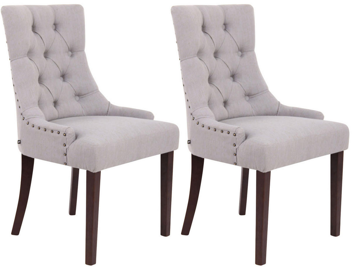 WOHNZIMMERSTUHL 2er Set Stoff grau - Grau, Holz/Textil (55/92/58cm) - CLP