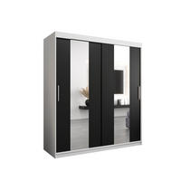 SCHWEBETÜRENSCHRANK 200/180/62 2-türig - Silberfarben/Schwarz, Holz/Kunststoff (180/200/62cm) - Abiks Möbel