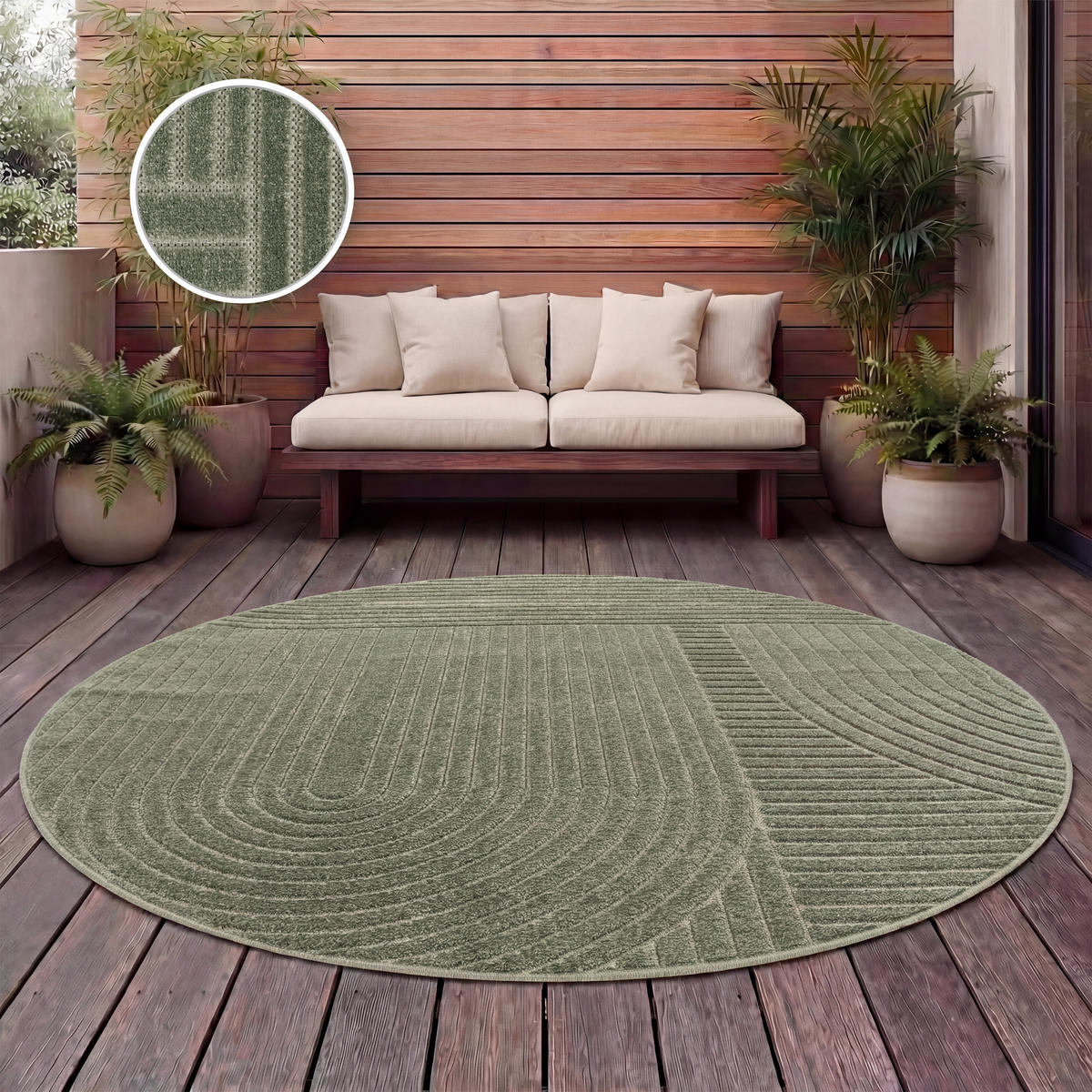 OUTDOORTEPPICH 120/120 cm Cotton 240 - Grün, Textil (120/120cm) - Paco Home