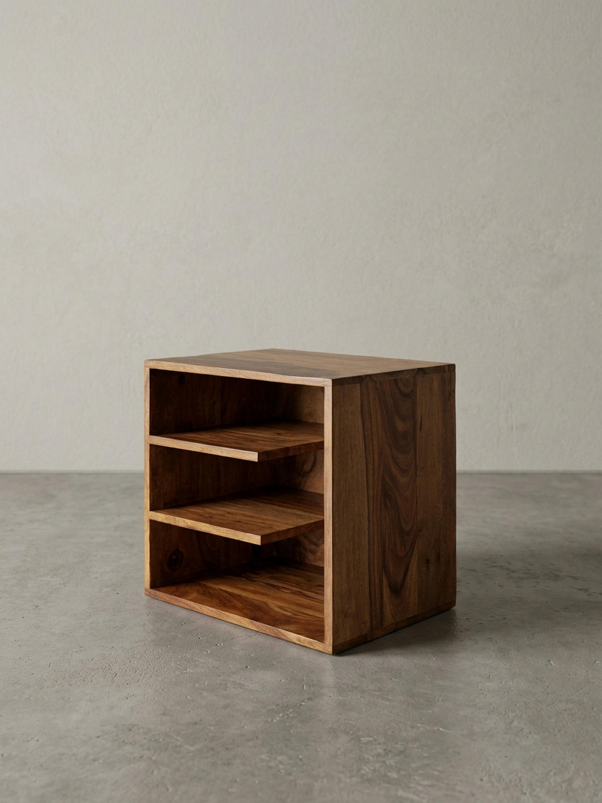 BEISTELLTISCH – Massivholz 43x43x30 cm mit 3 Ablageflächen - Braun, Holz (30/43/43cm) - KADIMA DESIGN