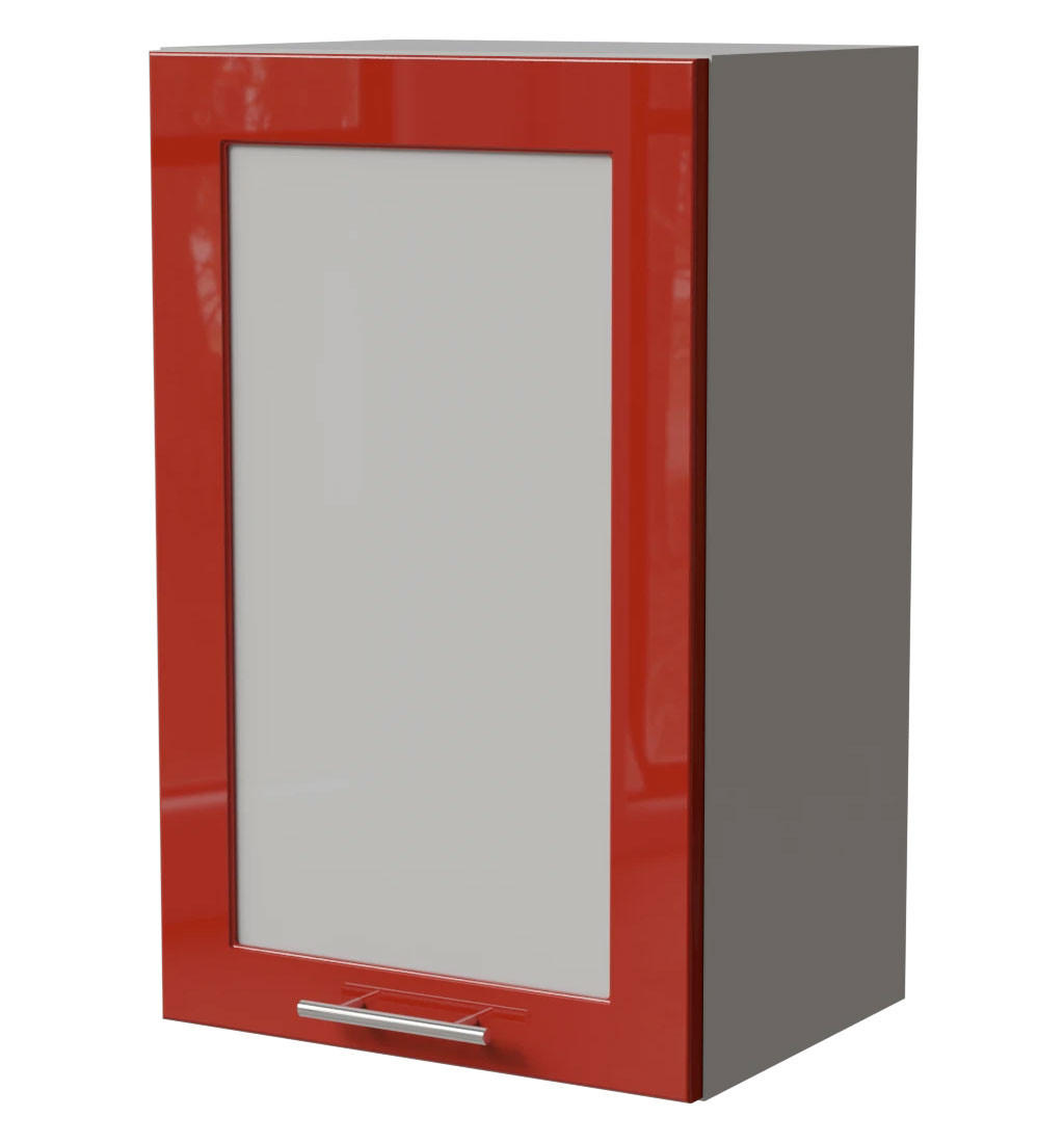 KÜCHENHÄNGESCHRANK Brerra W2S/45 Grau / RAL 3002 karminrot Hochglanz 45 / 32,5 / 72cm - Rot/Grau, Holz/Holzwerkstoff (45/72/32.5cm) - Feldmann-Wohnen