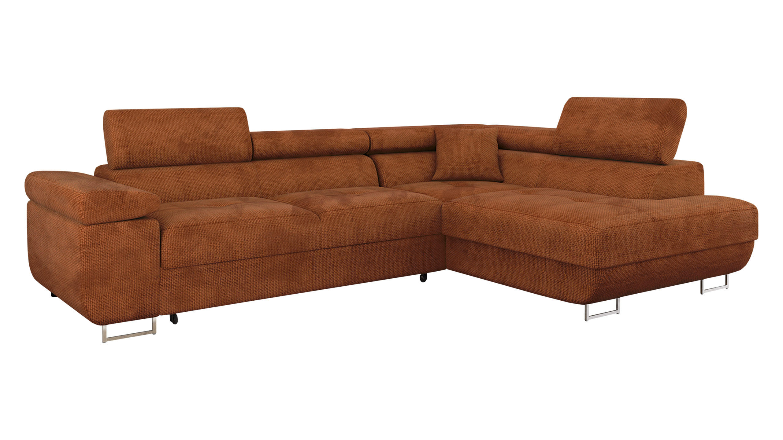ECKSOFA Torezio, Seite: Rechts - Dunkelorange, Holz/Textil (274/203cm) - MIRJAN24