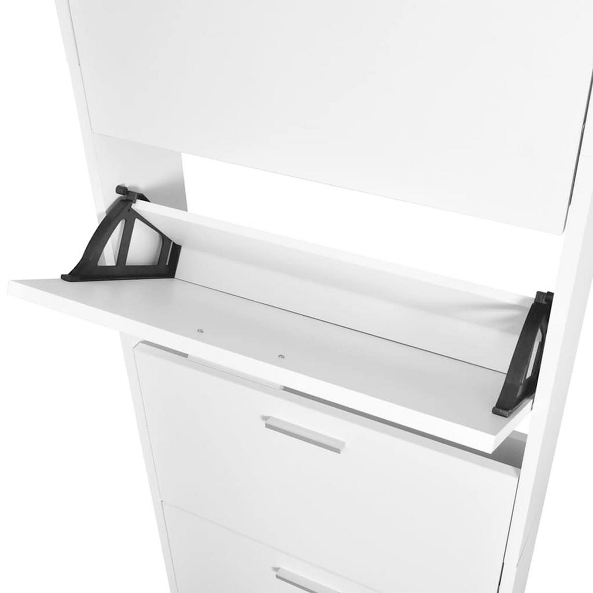 SCHUHSCHRANK Mit 5 Schuhkippern Weiss Holz - Weiß, Holz (17/169/59cm) - vidaXL