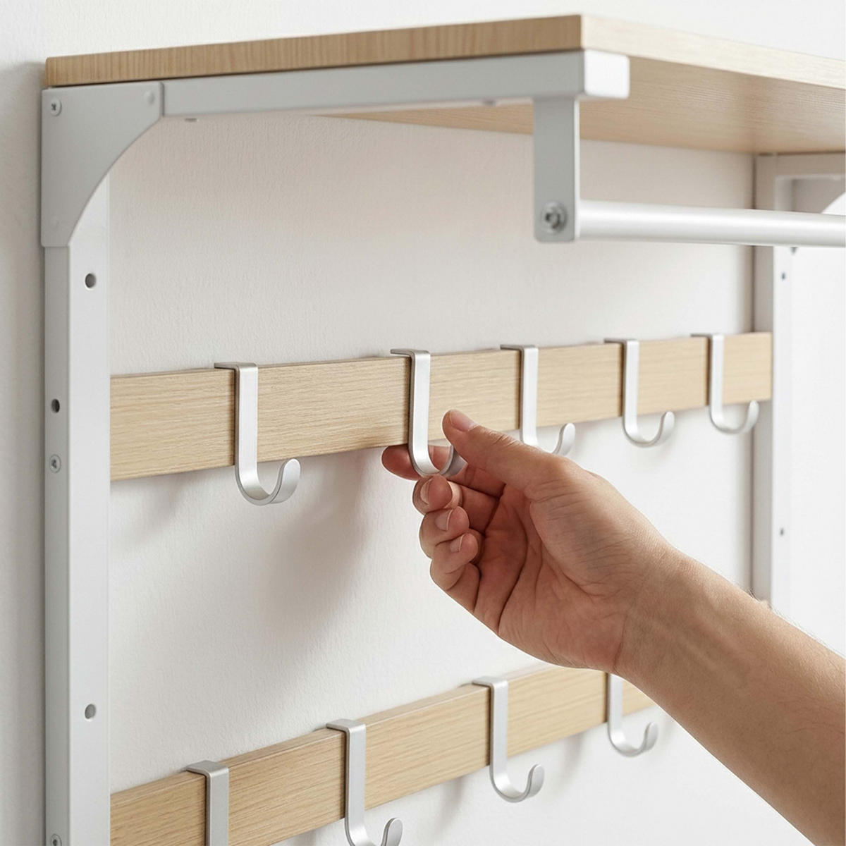 WANDGARDEROBE Vintagebraun Schwarz 3-in-1 10 Haken - Multicolor, Holzwerkstoff/Metall (65/42/30cm) - Relaxdays