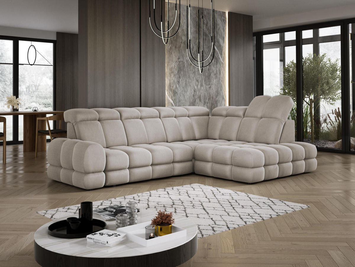 ECKSOFA TOLLO Solar-stoff L-form 302x217x105 cm cappuccino - Cappuccino, Holz/Textil (217/302cm) - DomoHome