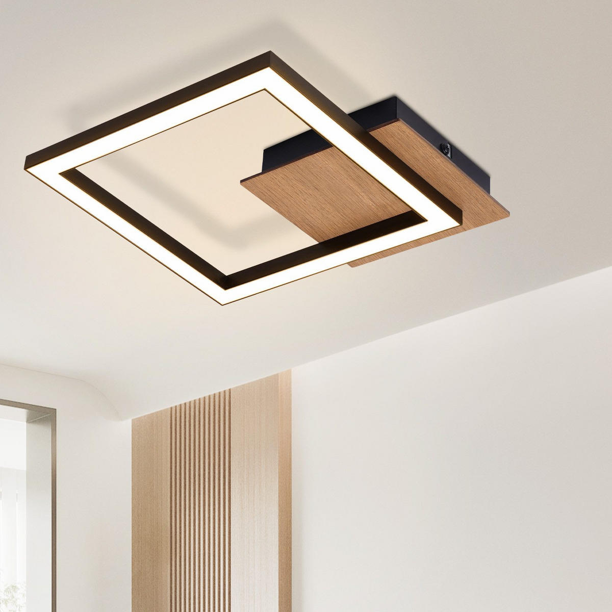 LED-DECKENLEUCHTE Weimar 23.2/23.2/4.1 cm - Schwarz, Metall (23.2/23.2/4.1cm) - Nettlife