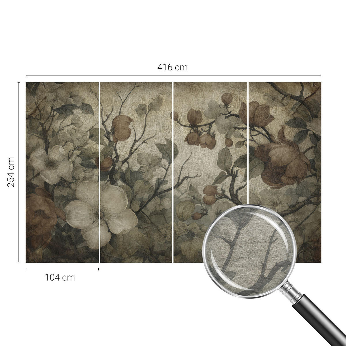 FOTOTAPETE 416x254 cm - Blumenschönheit - Weiß, Textil (416/254cm) - Wallfluent
