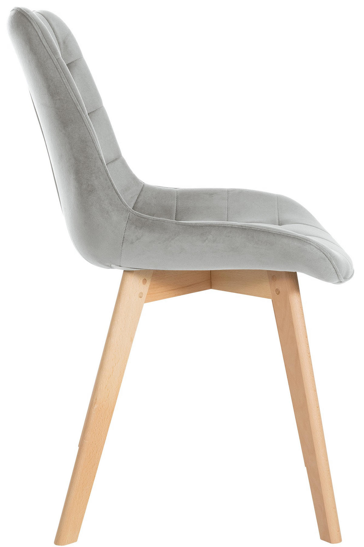 STUHL 2er Set Samt grau - Eukalyptusholzfarben/Grau, Holz/Textil (54/84/63cm) - CLP