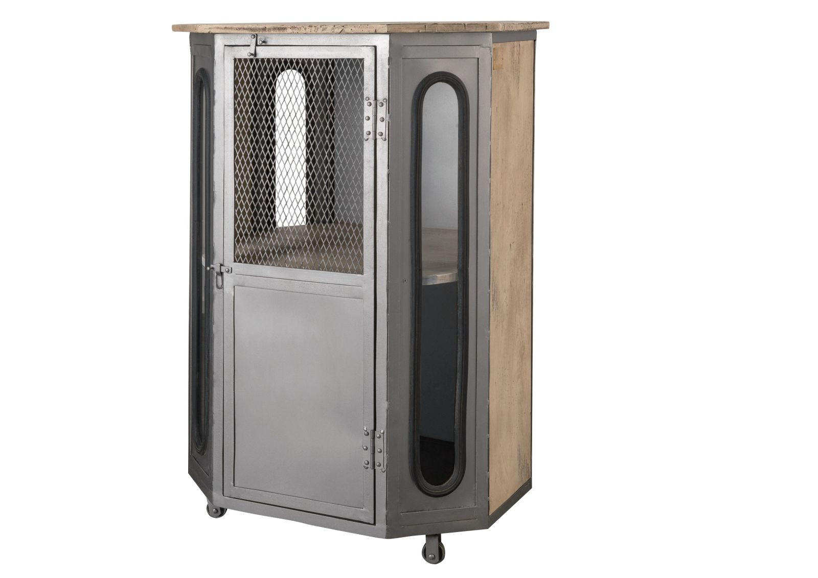 VITRINE Mango 76x60x120 whitewash lackiert RAILWAY #330 - Beige, Holz (76/120/60cm) - Massivmoebel24