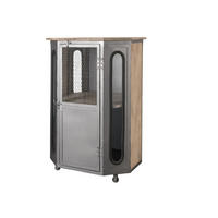 VITRINE Mango 76x60x120 whitewash lackiert RAILWAY #330 - Beige, Holz (76/120/60cm) - Massivmoebel24