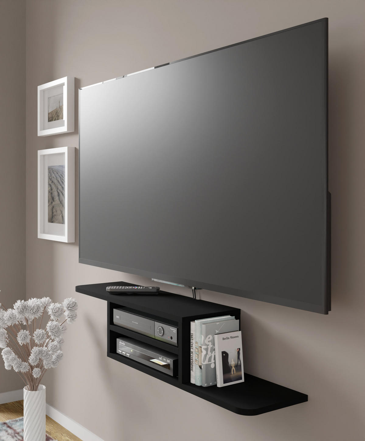 TV LOWBOARD Schwarz 90/20/22 - Schwarz, Holzwerkstoff (90/20/22cm) - RAUMHIRSCH FURNITURE