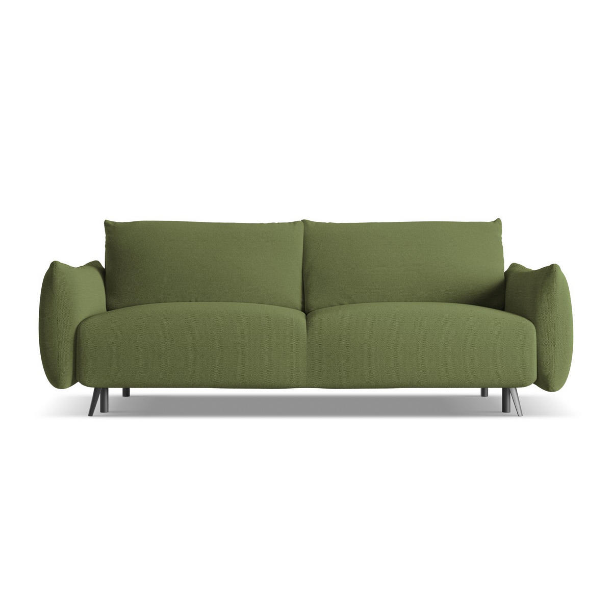 3-SITZER SOFA mit Schlaffunktion Chenille Stoff Grün - Dunkelgrün/Schwarz, Textil/Metall (230/86/105cm) - LaMiaSofa