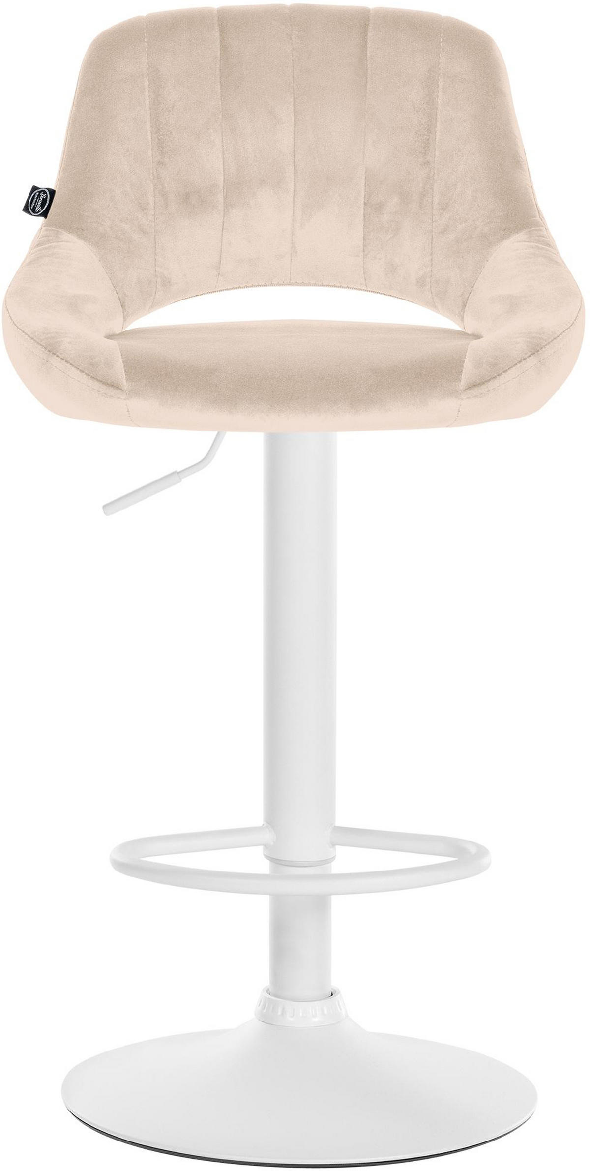 BARHOCKER Milos Samt weiß creme - Naturfarben/Weiß, Textil/Metall (47/106/48cm) - TPFLiving