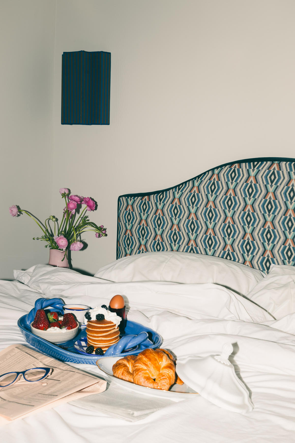BETTKOPFTEIL 150 cm SUZANNE - Dunkelblau, Holz (160/74/8cm) - RNT By Really Nice Things
