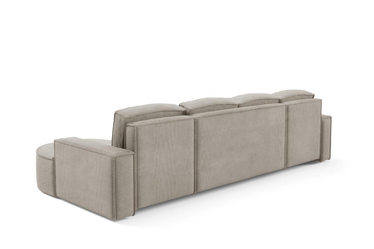 WOHNLANDSHAFT Flow U Kalt Beige, mit Schlaffunktion in Curio Stoff - Beige, Holzwerkstoff/Textil (316/88/157cm) - Bettso