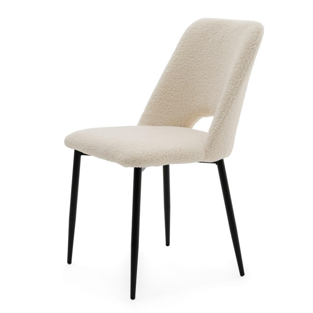 STUHL ORO gepolsterter mit Steppung - hellbeige - Boucle - Ecru/Schwarz, Textil/Metall (47/91/55cm) - NEW HOME