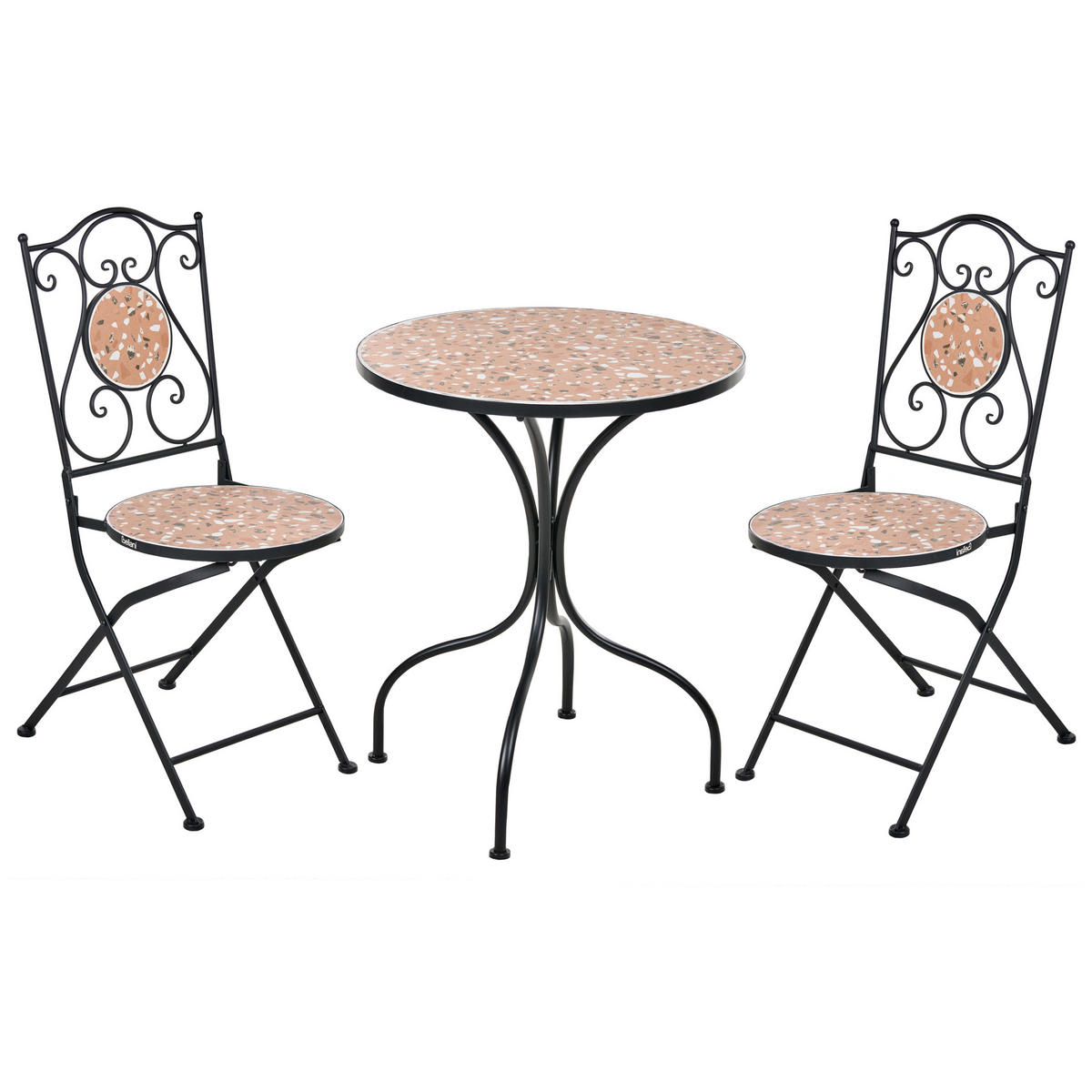 BISTRO-SET klappbar Metall Schwarz Adrano - Schwarz, Metall - Beliani