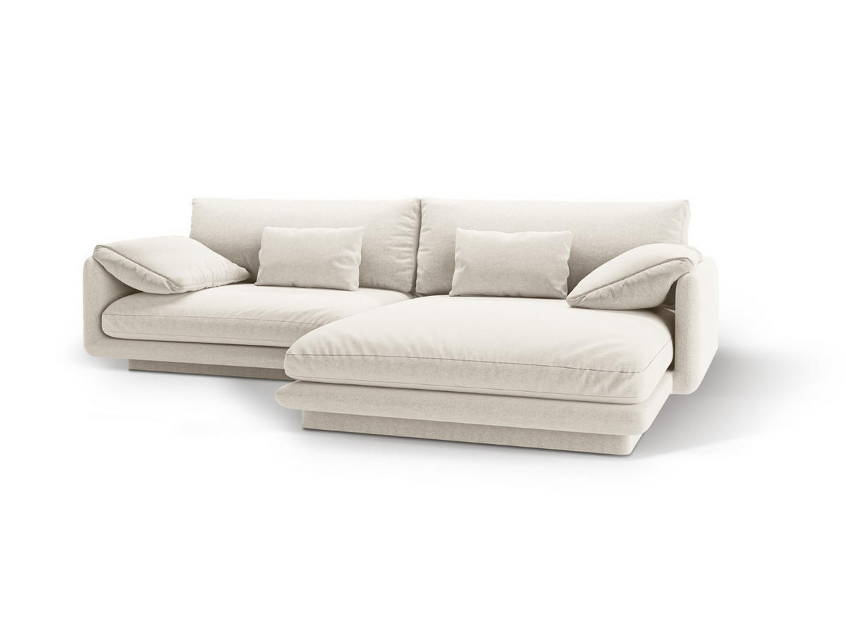 ECKSOFA rechts Torino aus strukturiertem Stoff elfenbein 4 Sitzplätze - Ecru, Textil (170/250cm) - Micadoni