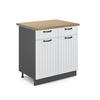 KÜCHENUNTERSCHRANK Fame-Line Weiß Landhaus 80 cm, AP Eiche - Anthrazit/Creme, Holzwerkstoff (80/82/60cm) - Vicco