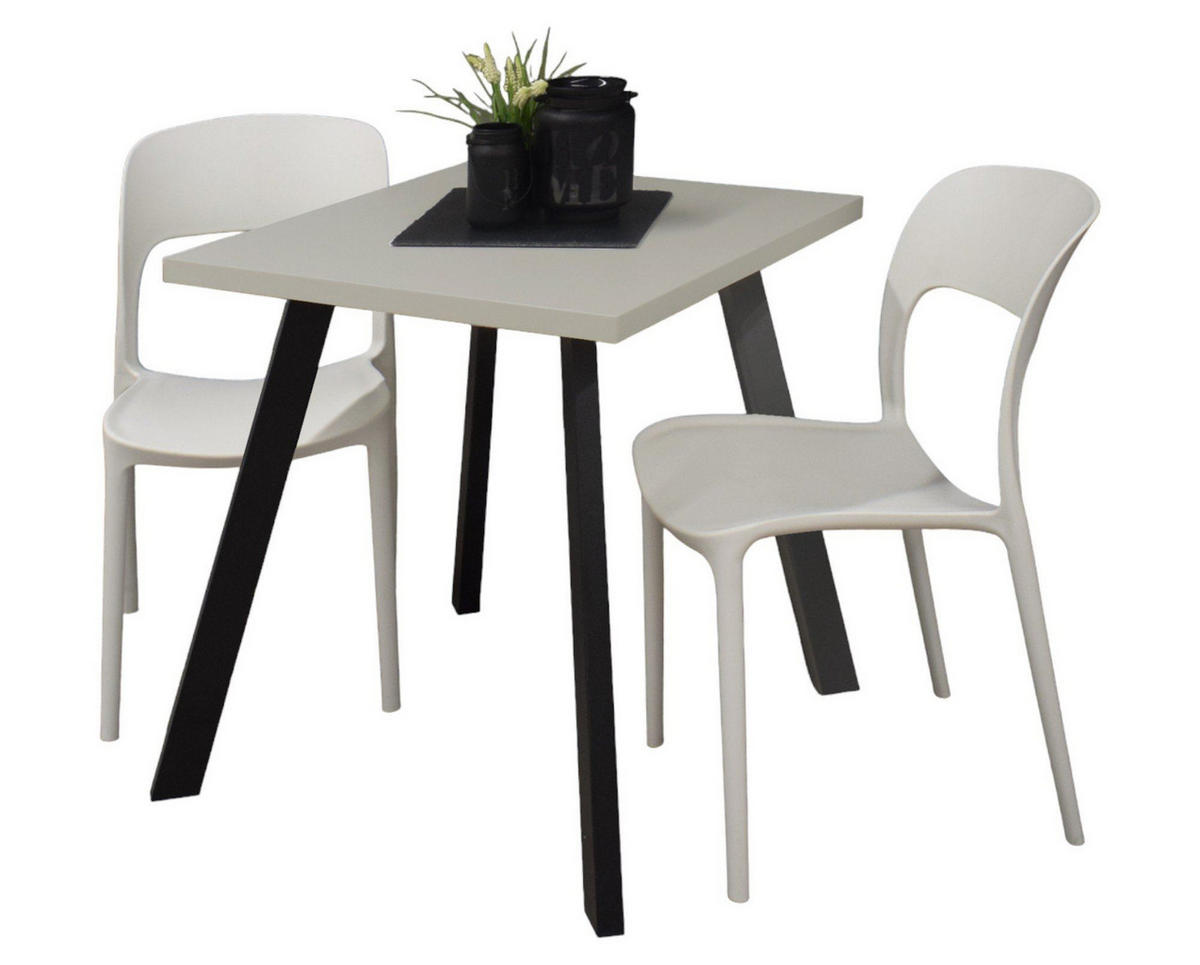 BISTROTISCH Eirene 70x70x75 schwarz matt/kreidegrau matt lack - Hellgrau, Metall (70/70/75cm) - 58aufmkessel