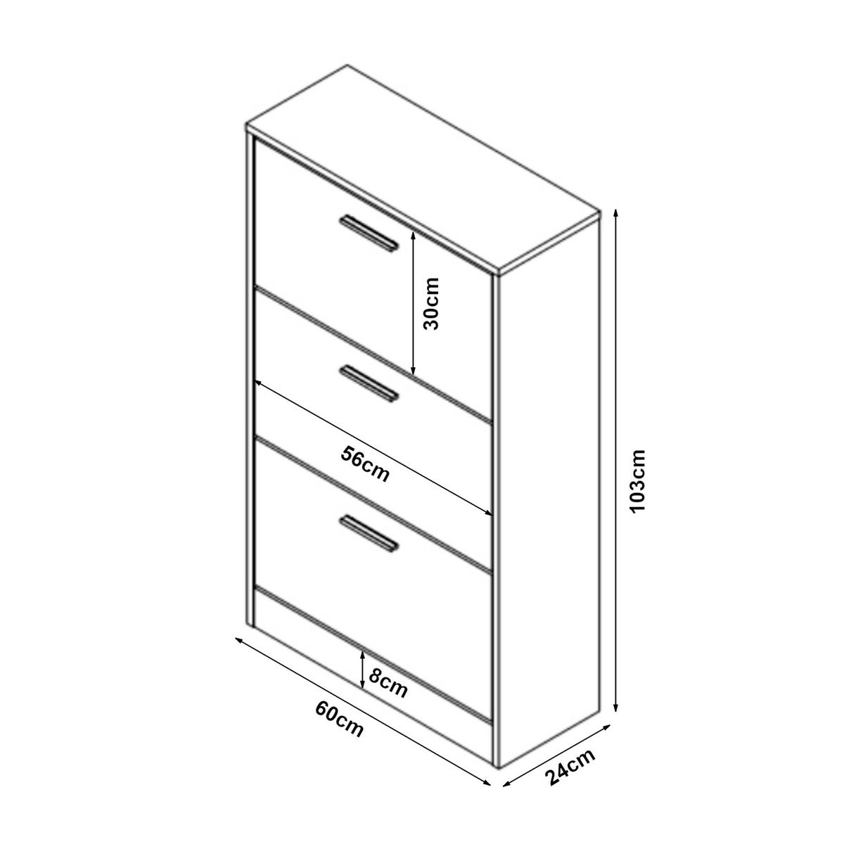 SCHUHSCHRANK Sykkylven - Weiß, Holzwerkstoff (60/103/24cm) - [en.casa]