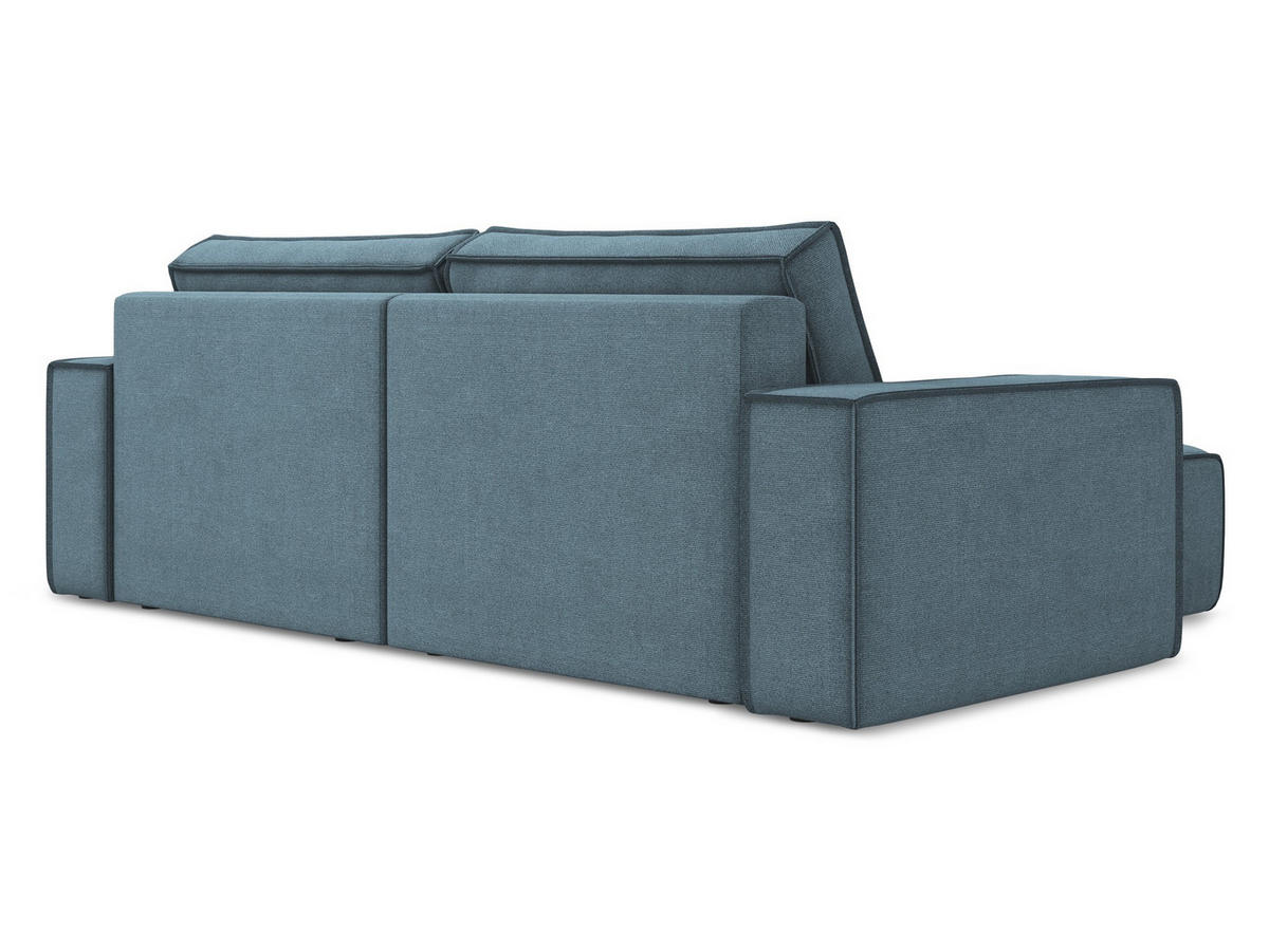 ECKSOFA mit Schlaffunktion Strukturstoff Stoff Blau - Blau/Schwarz, Kunststoff/Textil (148/257cm) - Makamii