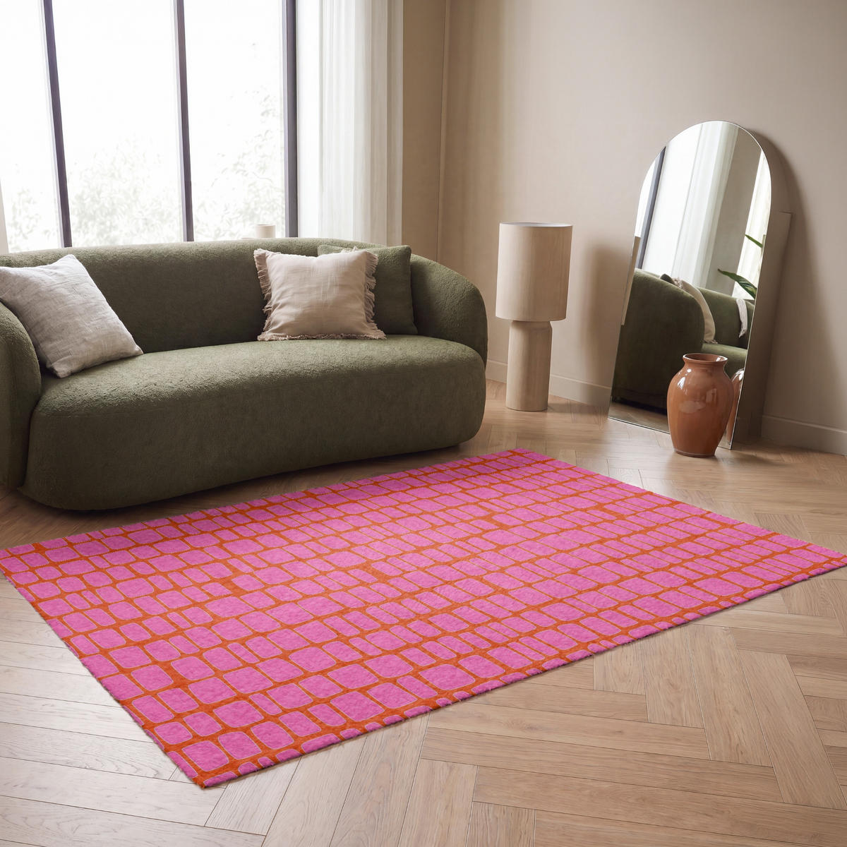 KOBERCE - Organic - Mriežka - Ružová - 180x120 cm - pink, textil/plast (180/0.4cm) - OnlyWow