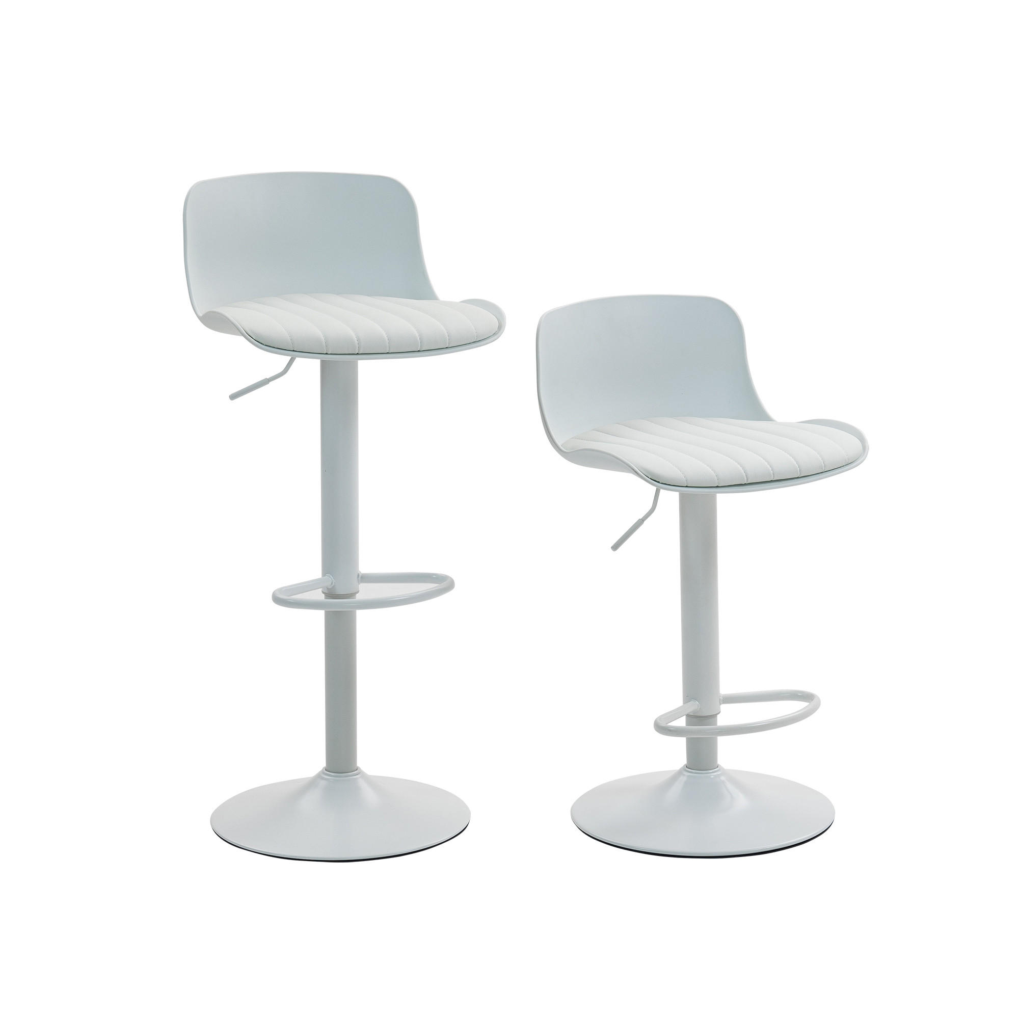 BARHOCKER höhenverstellbar drehbar Metall Weiß 2er-Set - Weiß, Metall (44/80/43cm) - Meubliv