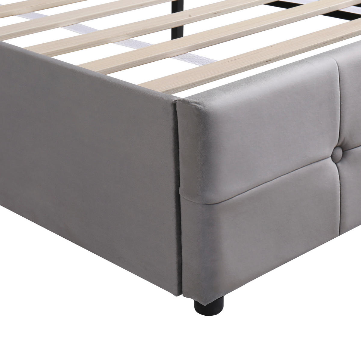 POLSTERBETT 140/200 cm Grau aus Samtstoff mit Bettkasten - Grau, Textil (140/200cm) - OKMYHOME