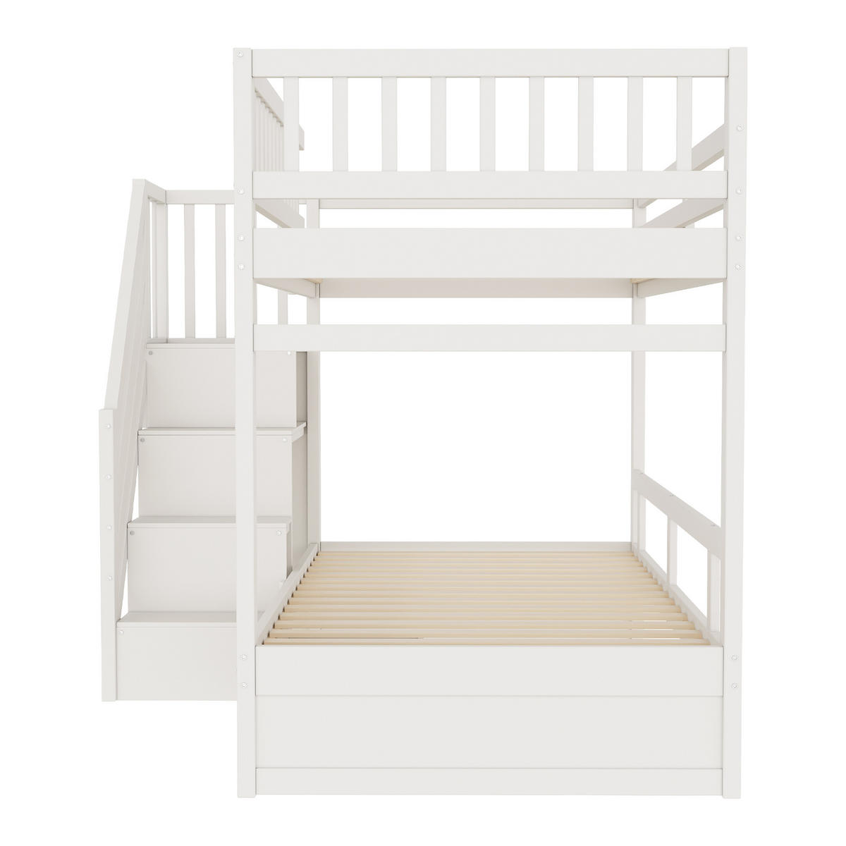 ETAGENBETT Massivholz 90/200 cm mit Sicherheitsleiter, Weiß - Weiß, Holz (90/200cm) - ComfortXL