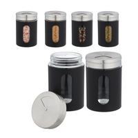 6xGEWÜRZSTREUER - Schwarz, Glas/Metall (7/11/7cm) - Relaxdays