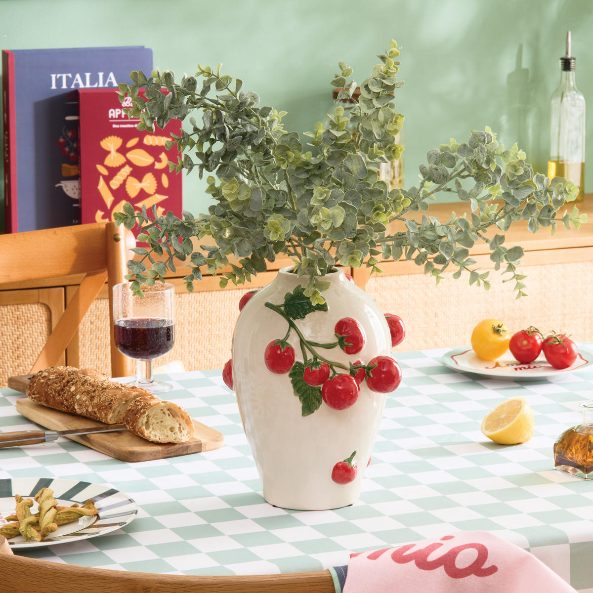 VASE mit Tomatenmotiv 20,6/19,8/25,5 cm - Beige, Keramik (25.5cm) - Atmosphera Createur d´interieur