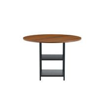ESSTISCH 107/107/75 cm schwarz walnussfarben aus MDF und Metall mit doppelter Ablage - Schwarz, Holzwerkstoff (107/107/75cm) - OKWISH