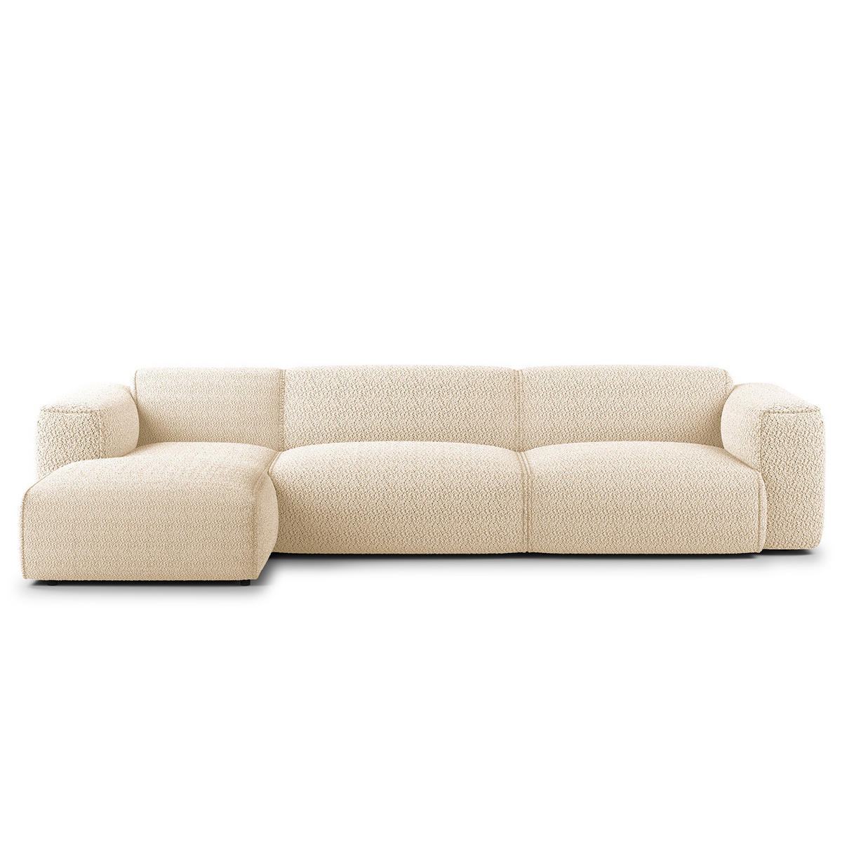 3-SITZER ECKSOFA mit Longchair - Beige/Schwarz, Kunststoff/Textil (317/173cm) - home24