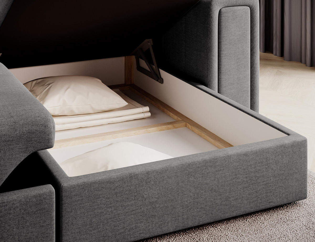 ECKSOFA BLENDI - Dunkelgrau (Monolith 85) - Dunkelgrau, Holzwerkstoff (260/150cm) - Möblo