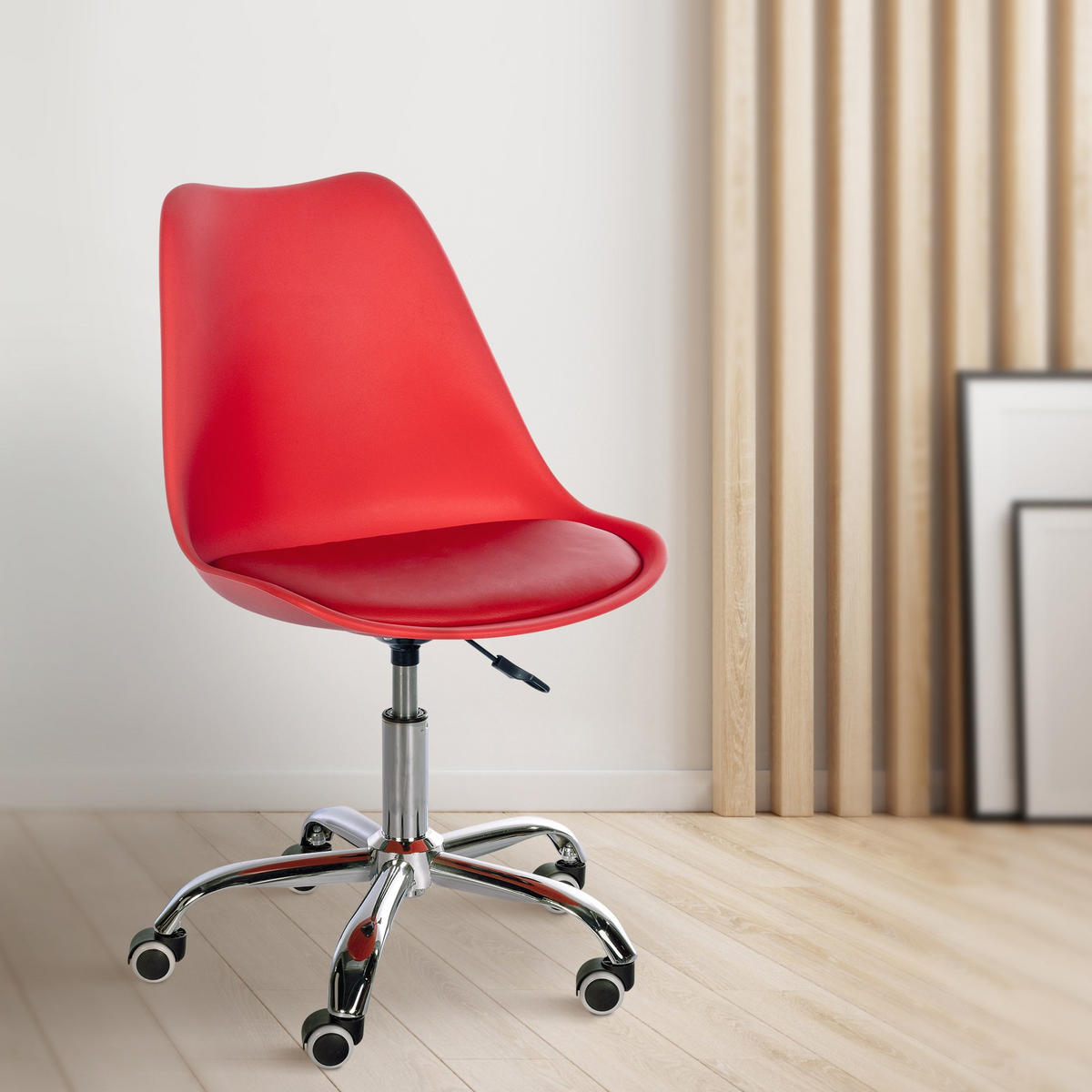 HOCKER Kunststoff rot - Chromfarben/Rot, Kunststoff/Metall (51/78/55cm) - CLP