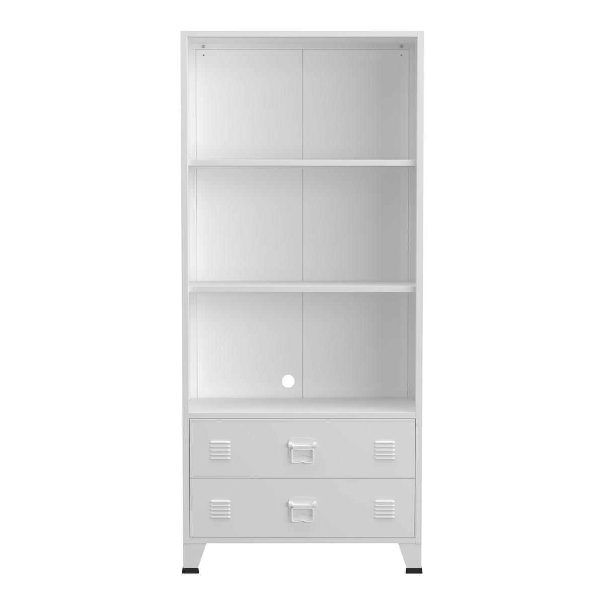 BÜCHERREGAL Hammarland - Weiß, Metall (80/180/40cm) - [en.casa]