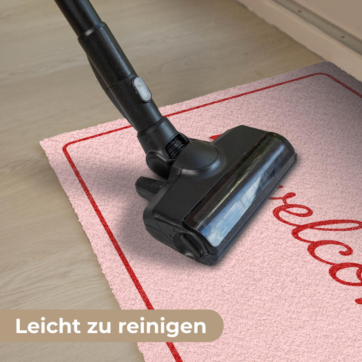FUSSMATTE Willkommen - Schleife - Rosa Fußabtreter 90x60 cm - Rosa, Kunststoff (90/0.4cm) - MuchoWow