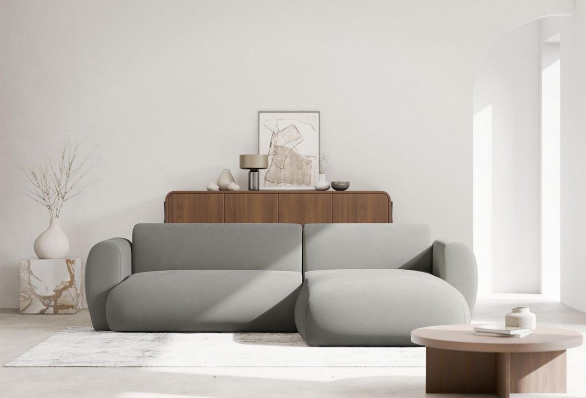 ECKSOFA Emia Hellgrau rechts - Hellgrau/Schwarz, Kunststoff/Textil (156/262cm) - Selsey