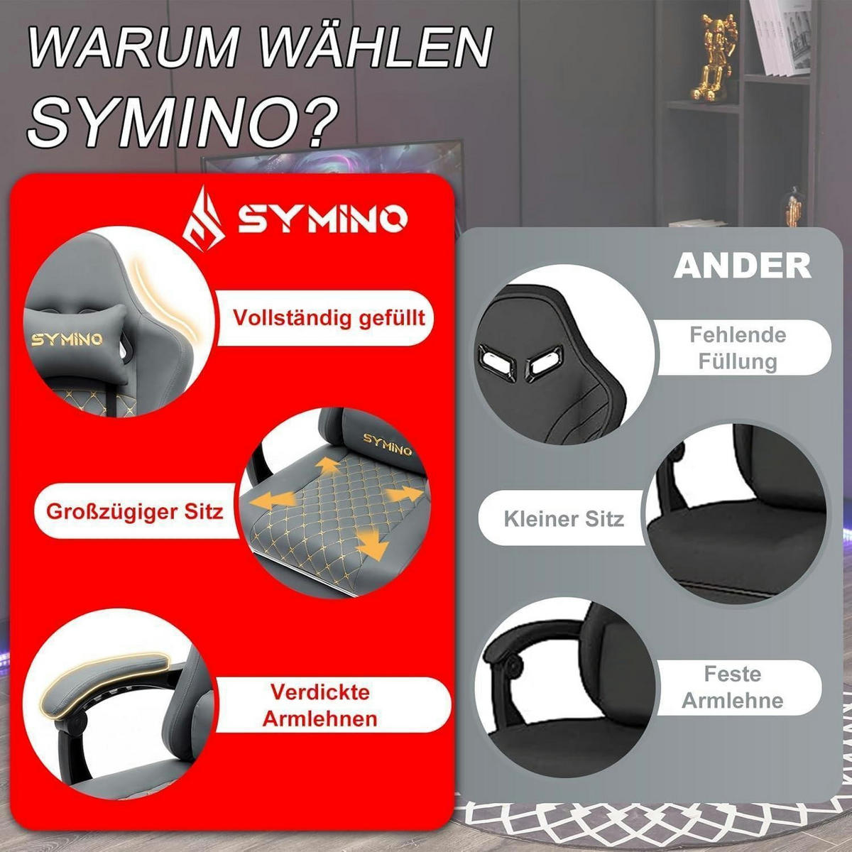 GAMING Stuhl im Racing Style mit Fußstütze, grau - Grau, Kunststoff (57/25/85cm)