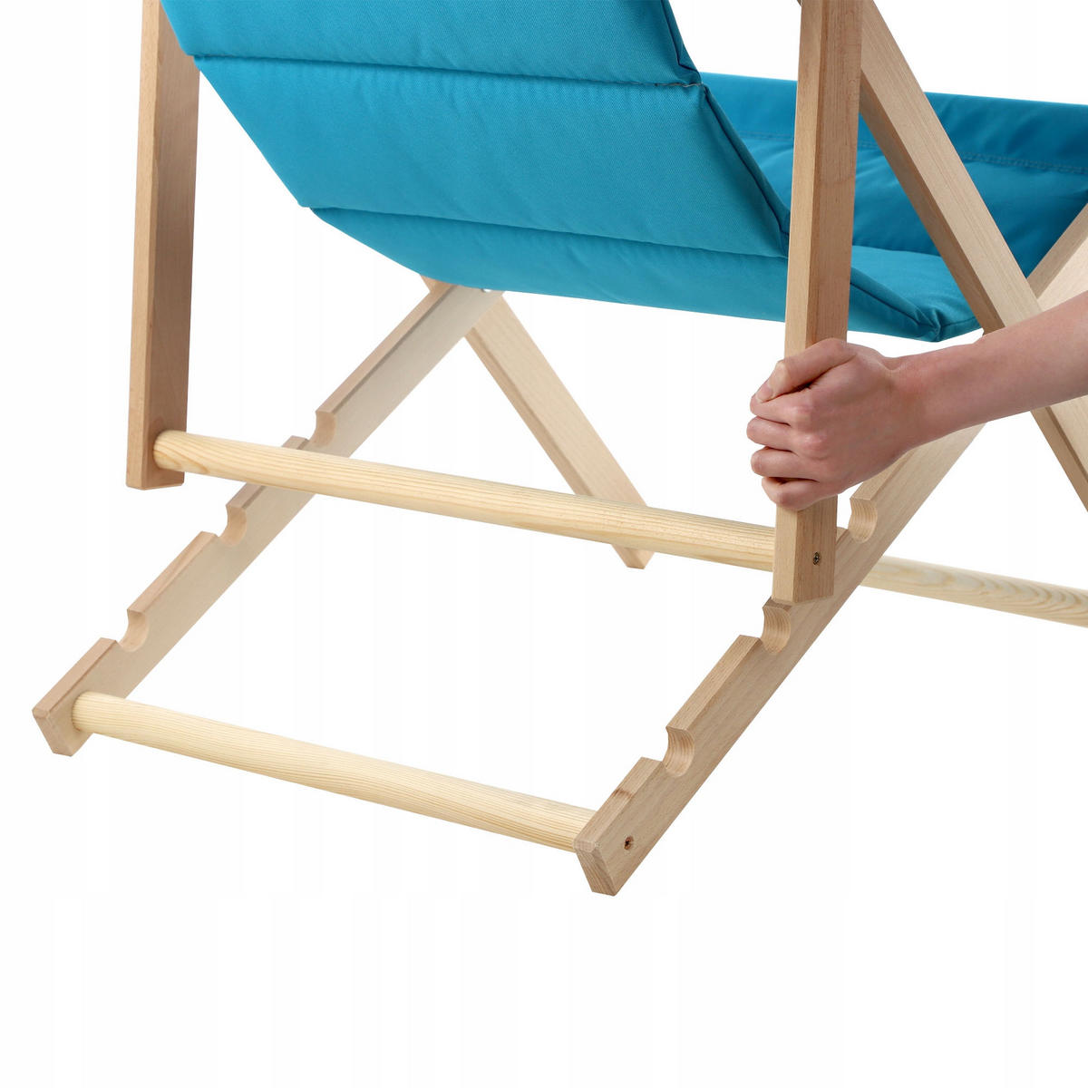 STRANDLIEGE mit Kopfstütze Blau - Blau, Holz (54/82cm) - KADAX
