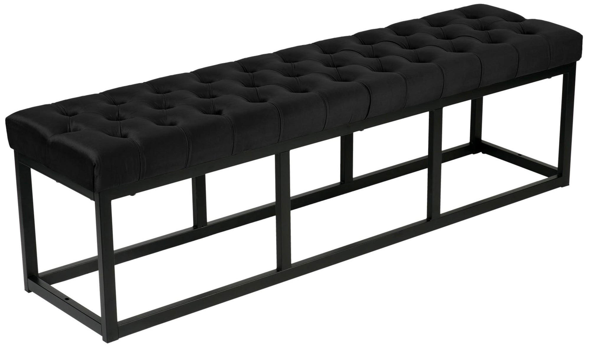 SITZBANK Polly Samt Schwarz 150 cm schwarz - Schwarz, Metall (150/42/37cm) - TPFLiving