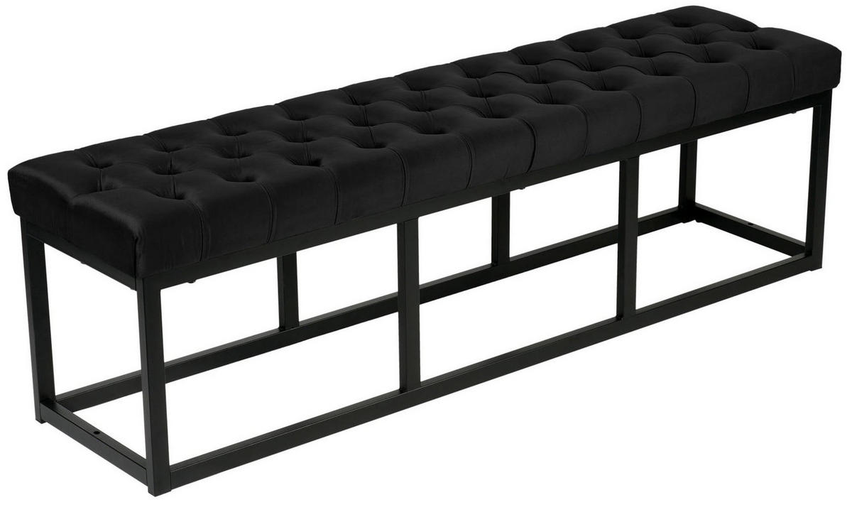 SITZBANK Polly Samt Schwarz 150 cm schwarz - Schwarz, Metall (150/42/37cm) - TPFLiving