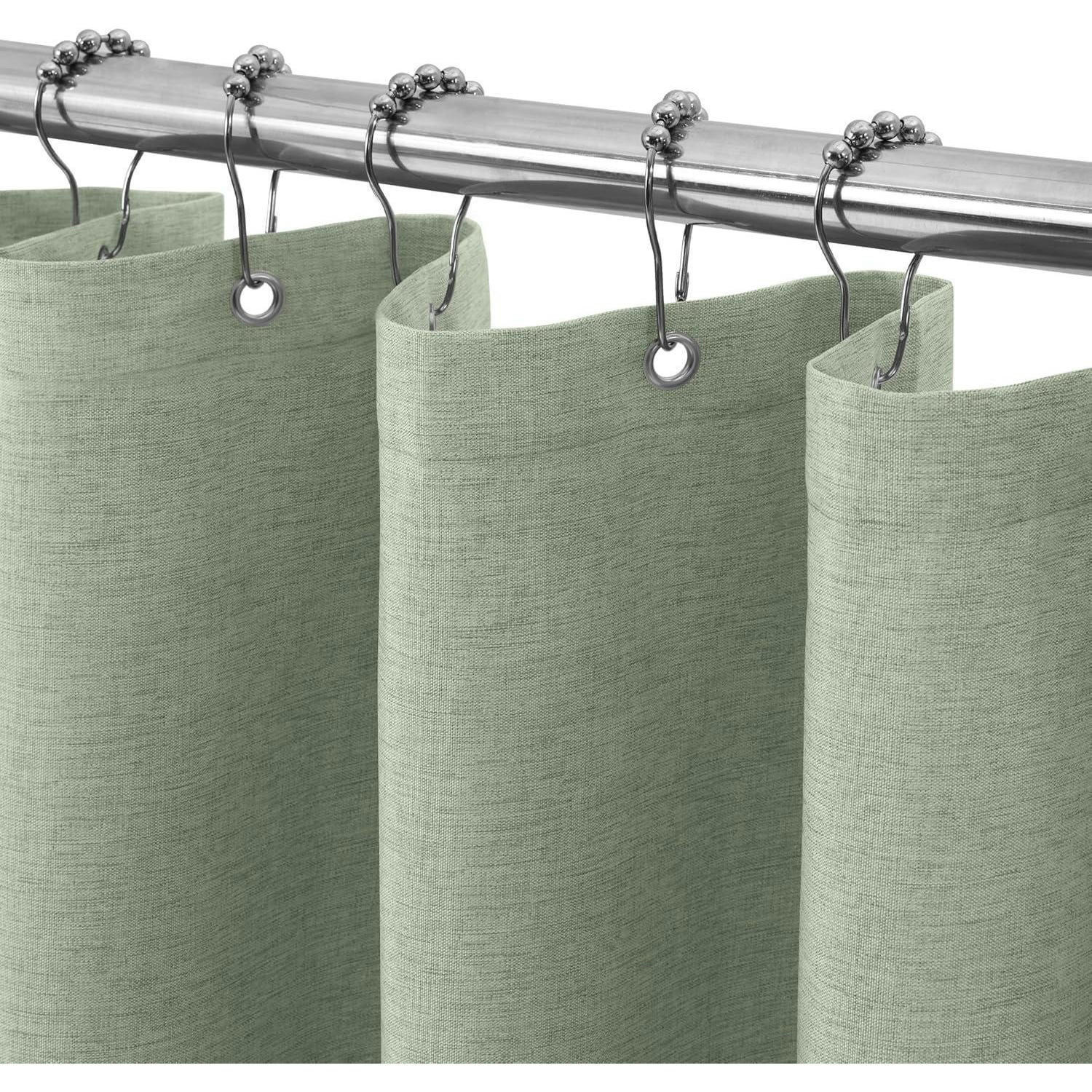 DUSCHVORHANG Leinenoptik Salbeigrün 92 x 182 cm 6er Set - Olivgrün, Textil (92/182cm)