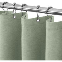 DUSCHVORHANG Leinenoptik Salbeigrün 92 x 182 cm 6er Set - Olivgrün, Textil (92/182cm)